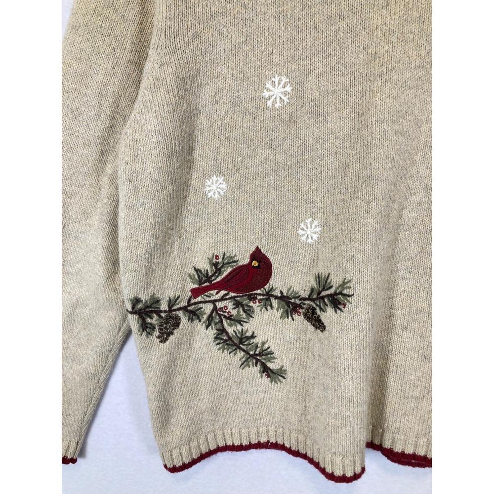 Cabincore Croft & Barrow Women XL Silk Blend Bird Embroidered Zip Front Cardigan - Picture 9 of 12